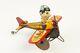 1930s Vintage Marx Rookie Pilot Tin Litho Wind Up Key Toy Airplane plane