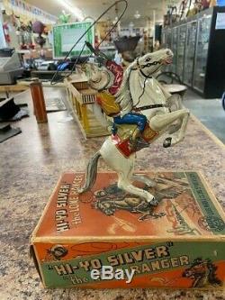 1938 LOUIS MARX TIN WIND UP HI-YO SILVER LONE RANGER ON HORSE VINTAGE TOY with box