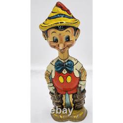 1939 Marx Tin Toy Disney Pinocchio Wind-Up Walking Movable Eyes Tested Vintage