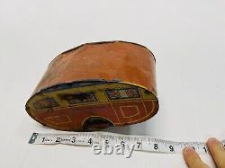 1940's MARX LONESOME PINE TRAVEL TRAILER CAMPER VINTAGE TIN TOY PULL BEHIND