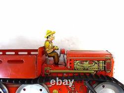 1940's VINTAGE TIN MARX TOY GIANT REVERSING TRACTOR TRUCK + FARMER NEW OLD STOCK