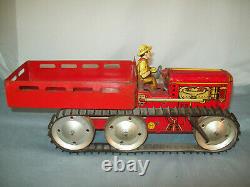 1940s Marx Giant Reversing Tractor Truck with Farmer Rare Vtg Working Wind Up Tin