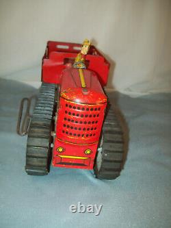 1940s Marx Giant Reversing Tractor Truck with Farmer Rare Vtg Working Wind Up Tin