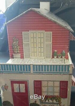 1950 Marx-A-Mansion Tin Metal Dollhouse with furniture MARX Vintage