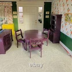 1950'S Marx Tin Metal 2 Story Dollhouse & Large Lot Renwal Furniture Vintage