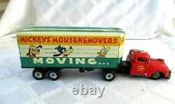 1950's-MARX WALT DISNEY-MICKEY MOUSEKEMOVERS MOVING VAN-TIN VINTAGE TOY-JAPAN