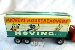 1950's-MARX WALT DISNEY-MICKEY MOUSEKEMOVERS MOVING VAN-TIN VINTAGE TOY-JAPAN