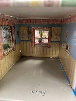 1950s Marx Dollhouse Tin Metal Litho Colonial Doll House 2 Story Furniture Vtg