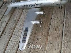 1950s Pan Am Metal Plane Toy Silver Vintage Airplane Jet Tin w propellers MARX