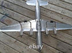 1950s Pan Am Metal Plane Toy Silver Vintage Airplane Jet Tin w propellers MARX