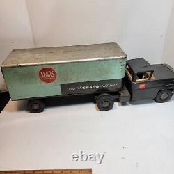 1959 Marx Vintage Tin Sears Roebuck & Co. Toy Truck & Trailer