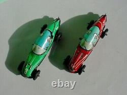 2 Vintage 1950's Tin Windup Marx Speedway Racers With Boxes