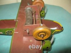 Antique MARX US ARMY LITHO TIN BOMBER #6 WIND UP TOY OLD ORIG WORKING CLEAN NICE