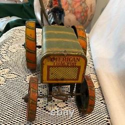 Antique VTG 1920s Louis Marx Tin Litho American Tractor with Driver Rare Scarce