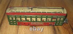 Antique VTG Rare Marx Tin Litho Rapid Transit 200 Wind Up Trolley Toy Train Car