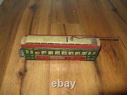 Antique VTG Rare Marx Tin Litho Rapid Transit 200 Wind Up Trolley Toy Train Car