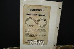 Antique Vintage Louis Marx Tin Wind Up Streamline Speedway Race Cars Track/Box