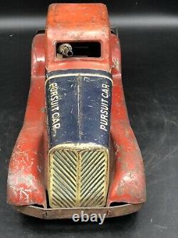 Antique Vintage Tin Toy Wind Up Louis Marx G-Man Pursuit Car