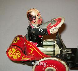 Antique Vtg 1930s Marx Tin Wind-Up Toy Coo Coo Car Great Paint Works Perfectly