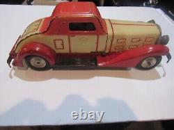 Antique large Marx RARE battery operated Tin Coupe Toy Car Vintage metal
