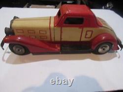 Antique large Marx RARE battery operated Tin Coupe Toy Car Vintage metal
