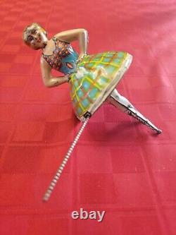 Ballet dancer Marx tin toys vintage spinning ballerina metal