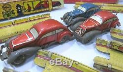 Boxed Vintage Tin-Plate Marx Clockwork Mystery Garage Road with 3x Cars