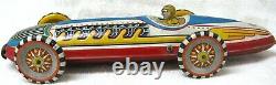 C1940-50s Marx Tin Litho Working 16 Windup Indy Race Car With Vintage Driver