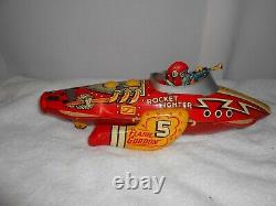 CLEAN Vintage Marx Flash Gordon Rocket Fighter 5 Wind Up Tin Toy 4A1