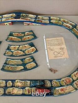 COMPLETE Vintage Antique Louis Marx Tin Litho Streamline Speedway Race Car Track