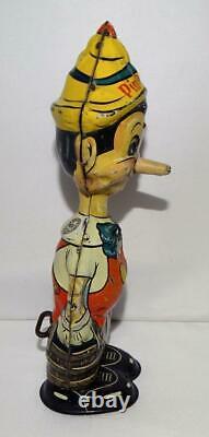 Disney 1939 Pinocchio Marx Tin Wind-up Toy + Built-in Key+black Shoe Vers