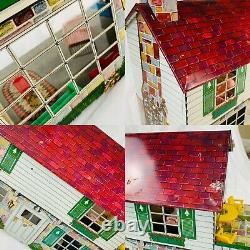 Disney Doll House Vintage Two Story Marx Tin with Furniture Lot Vintage 1950s