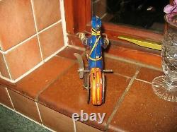EARLY MARX POLICE MOTORCYCLE 1930's WIND UP U. S. A TINPLATE VINTAGE TIN LITHO TOY
