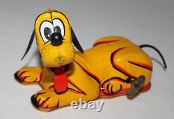 EX! DISNEY 1950's WALKING PLUTO TIN LITHOGRAPHED WIND-UP TOY BY LINEMAR-WORKS