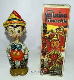 Ex! Disney 1939 Pinocchio Marx Tin Wind-up Toy+ Built-in Key+ Replica Box Set