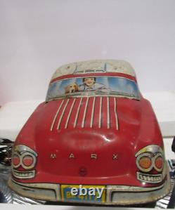 Large Vintage Marx 20 Tin Toy Family Sedan BK 4117 Metal Litho Original USA
