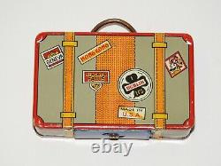 Louis Marx Co. Vintage Suitcase Tin Coin Bank Great Lithographs Labels Of World