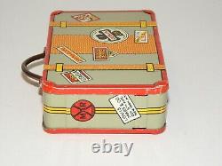 Louis Marx Co. Vintage Suitcase Tin Coin Bank Great Lithographs Labels Of World