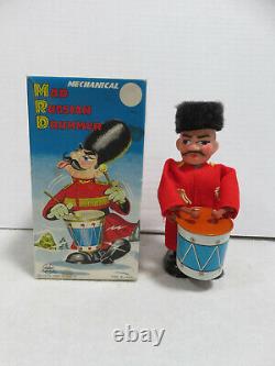 MAD RUSSIAN DRUMMER Marx Tin Wind-Up Toy Vintage 1960s with Original Box WORKS