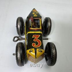 MARX#3 RACER WITH DRIVER TIN LITHO WINDUP VERY NICE VINTAGE 1940's RACE CAR #2