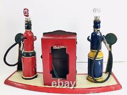 MARX Bright-lite Filling Station Gas Pumps tin vintage 1930s VGC