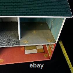 MARX TIN LITHO Colonial DOLL HOUSE 2 Story RARE Vintage