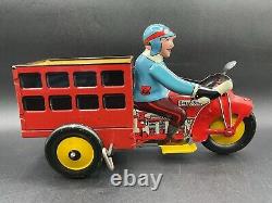 MARX TIN LITHO WIND UP SPEED BOY 4 MOTORCYCLE DELIVERY WithORG BOX VINTAGE 30s-40s