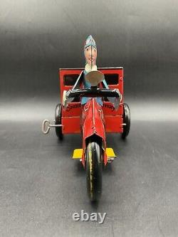 MARX TIN LITHO WIND UP SPEED BOY 4 MOTORCYCLE DELIVERY WithORG BOX VINTAGE 30s-40s