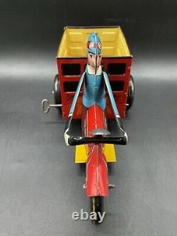 MARX TIN LITHO WIND UP SPEED BOY 4 MOTORCYCLE DELIVERY WithORG BOX VINTAGE 30s-40s