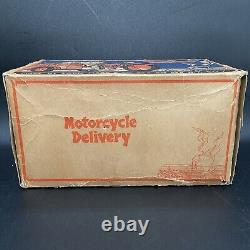 MARX TIN LITHO WIND UP SPEED BOY 4 MOTORCYCLE DELIVERY WithORG BOX VINTAGE 30s-40s