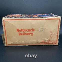 MARX TIN LITHO WIND UP SPEED BOY 4 MOTORCYCLE DELIVERY WithORG BOX VINTAGE 30s-40s