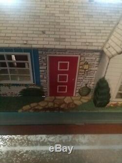 MARX Tin Doll House Mid Century Vintage Modern Ranch Suburban with furniture