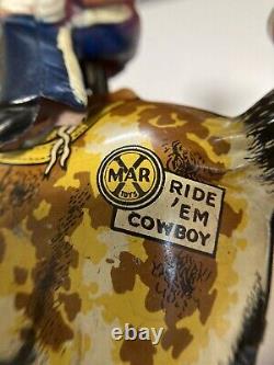 MARX Tin Lithographed & Celluloid RIDE'EM COWBOY Wind-up Toy Vintage 1925