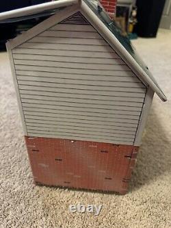 MARX Tin Metal Litho Two Story Colonial Doll House 1960s w Furniture Figures VTG